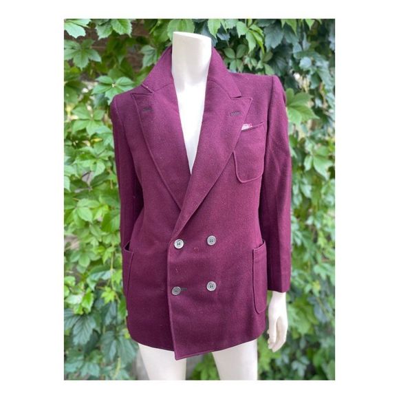 Hudson's Bay Company 60s Blazer Jacket Wool Double Breast Purple Mid Century